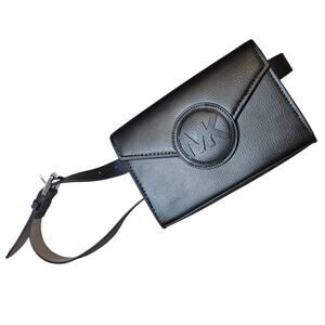 Michael Kors Black Pebbled Leather Belt Bag 556136 Small Medium Minimalist Basic